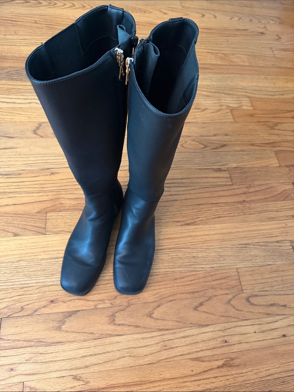 Aerosoles Adjustable Wide Calf Black Knee High Boots, Square Toe - Picture 4 of 6